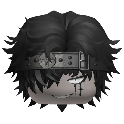 Black Messy Emo Hair with Metal Headband Scar