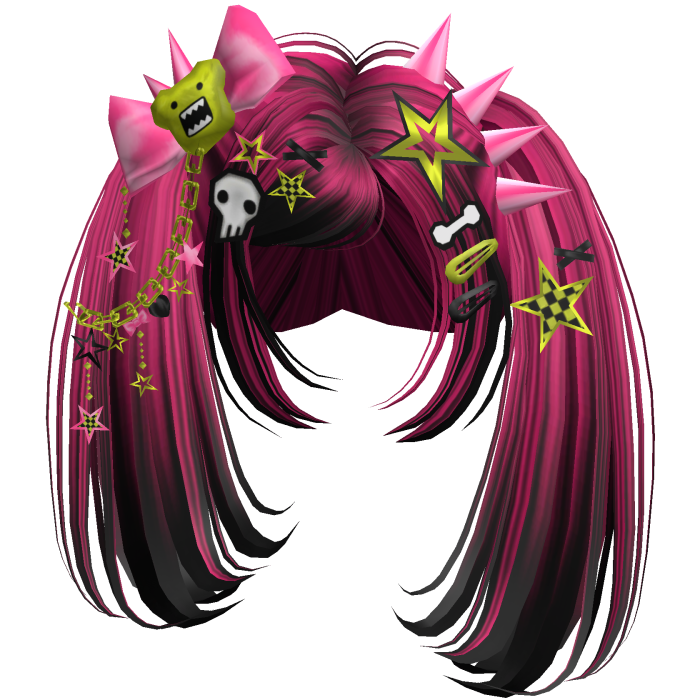 ♡ Scene Spiky Moe Pigtails (Hot Pink)