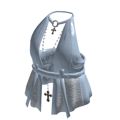 Halter Top with Waist Tie (Light Blue)