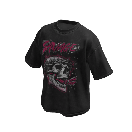 Savage Skull Black Wash Oversized Shirt