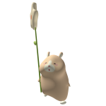 Chubby Cute Beige Hamster Pet with Yellow Flower