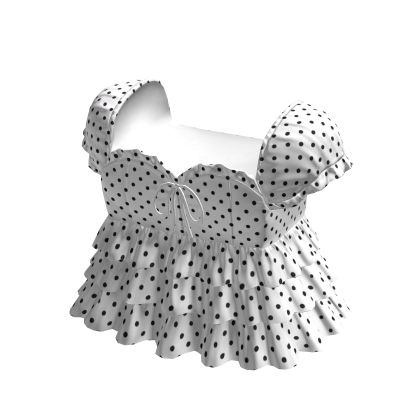 3.0 White Cute Ruffled Doll Dress Polka Dot Angel thumbnail