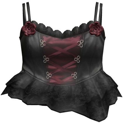 Black Crimson Rose Corset Top