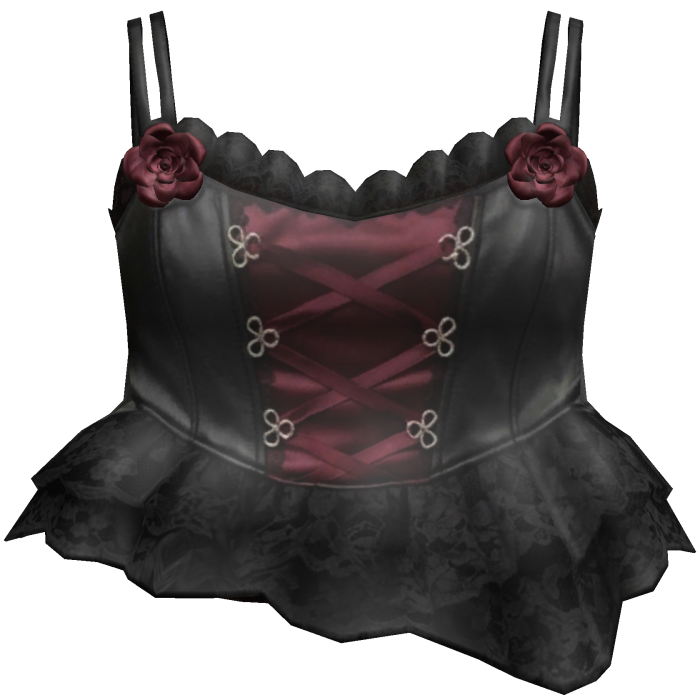 Black Crimson Rose Corset Top