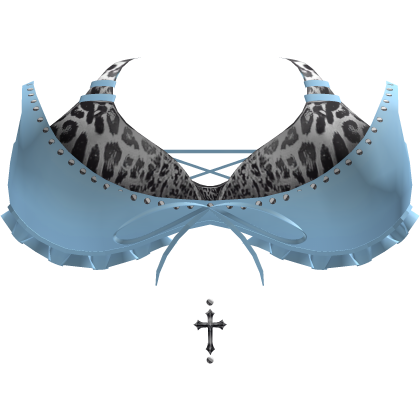 alt studded blue leopard top w piercings