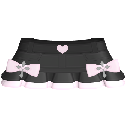 🤍 cutecore doll cross jean skirt black & pink