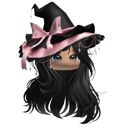 Straight Hair w/Halloween Witch Hat (Black) Roblox item