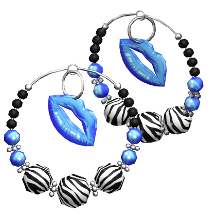 Bling Hooped Earrings Y2k Gyaru Zebra Print Blue