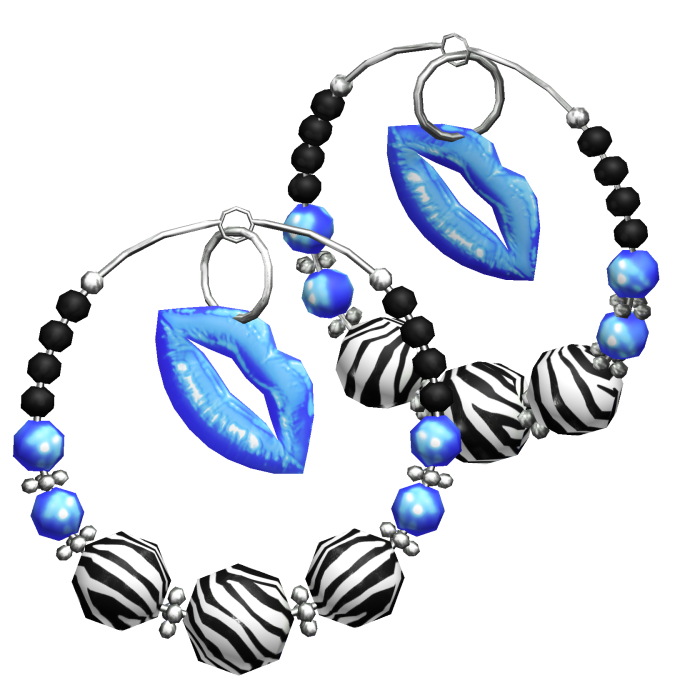 Bling Hooped Earrings Y2k Gyaru Zebra Print Blue