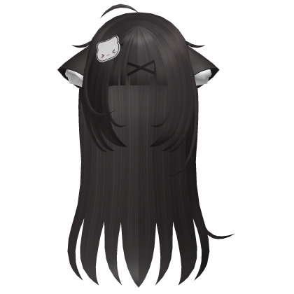 ♡ kawaii long brown hair w cat ears n clip