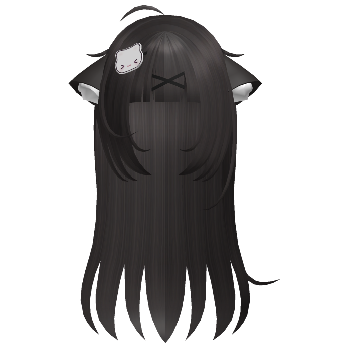 ♡ kawaii long brown hair w cat ears n clip