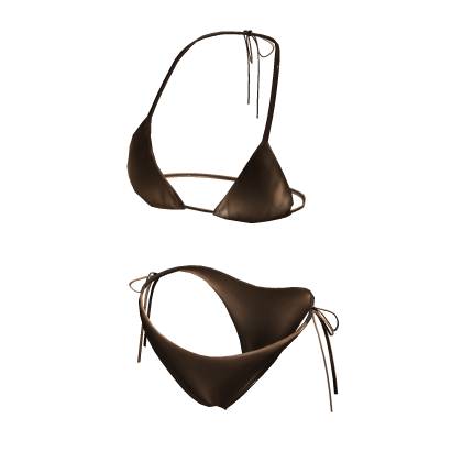 Dark Chocolate Glossy Tie Side Bikini Bottom