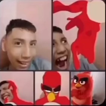 guy turning into angry bird