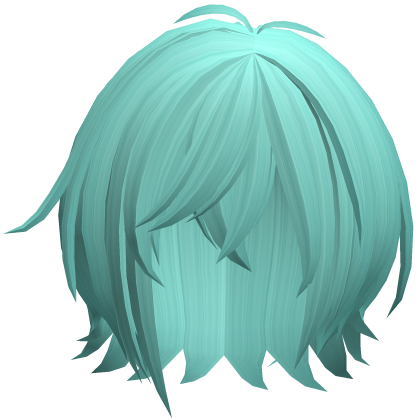 soft messy short hair in cyan ombre