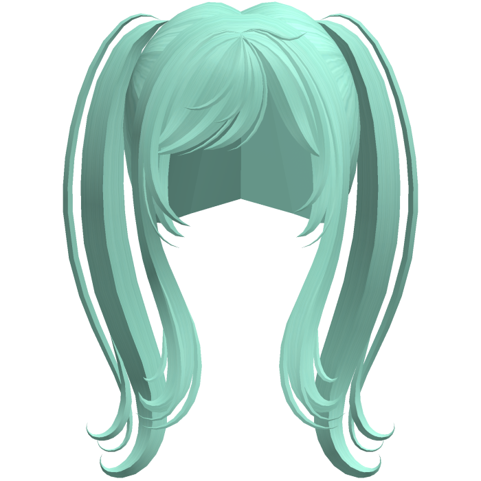 mint green long dolly moe twin tail anime hair