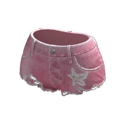 Y2K Ripped Denim Shorts Pink