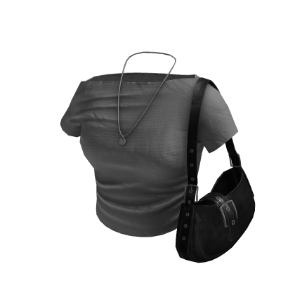Downtown Girl Navy Top w/ Leather Bag Gray