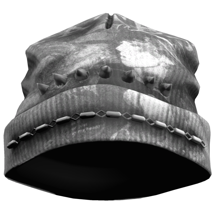 2000s white distressed beanie