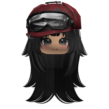 Black Tilted Goggles Cap Girl Hair