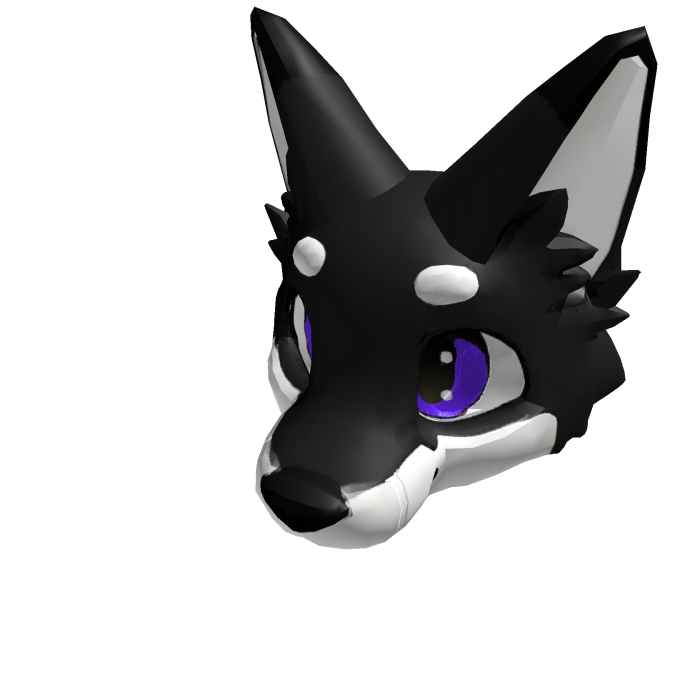 Black Furry Fox Head | Purple Eyes 💜