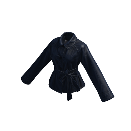 Wrapped Bow Leather Jacket Blue