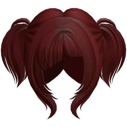 High Layered Pigtail Hair with Bangs Red Roblox item