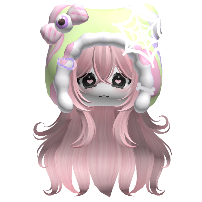 Kawaii Anime Hair w/ Pastel Goth Hood  (Pink)