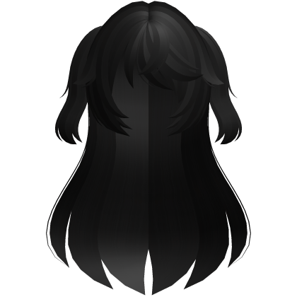 fischl long fluffy hair w ponytails black Roblox item