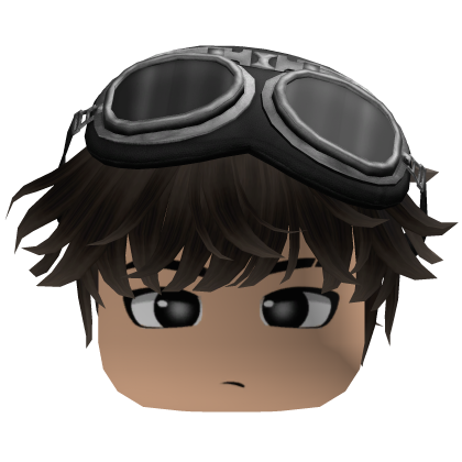Dark Brown Messy Fluffy Hair w/ Y2K Goggles Roblox item