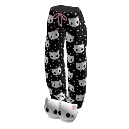 Black Kitty Pjs w/ Slippers