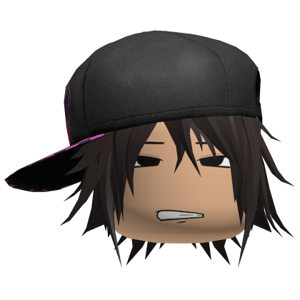 brown emo skater boy hair w side cap Roblox item