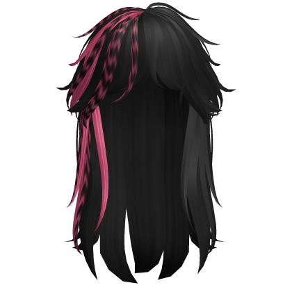 Emo Scene Messy Hair ( Pink & Black Raccoon ) Roblox item