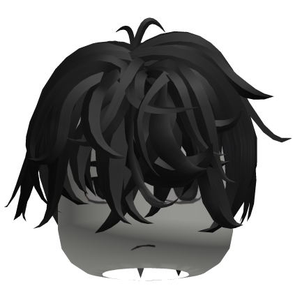 messy anime hair with a serious face y2k emo Black Roblox item