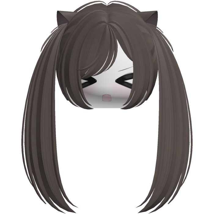 Kawaii Moe Brown Pigtails w Cat Ears