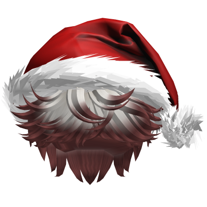 Messy Fluffy White and Red Hair a Santa Hat Y2k