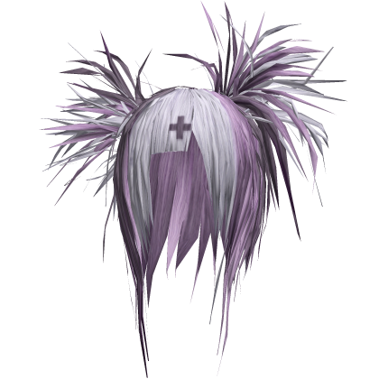 Messy Teased Pigtails (White/Purple)