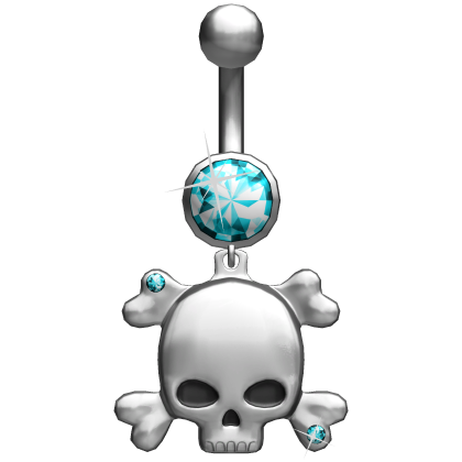 Oversized Emo Skull Teal Belly Ring Piercing 