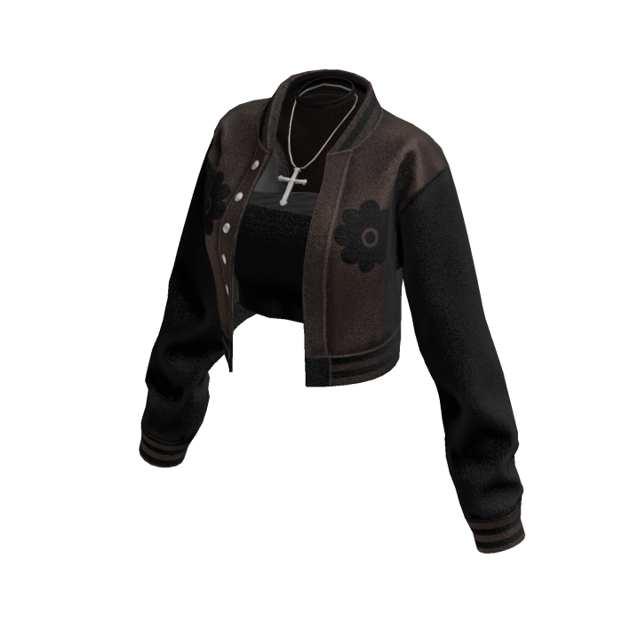 Cropped Bomber Jacket (Brown Black)