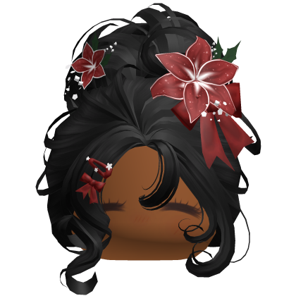 ♡ Christmas Flowery Bun Updo (Black)