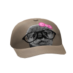 Beige Distressed Otter Cap w/ Glasses & Bow
