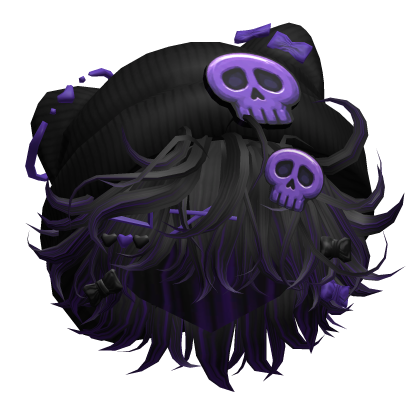 Messy Anime Boy Hair w/Skull Beanie Black&Purple Roblox item