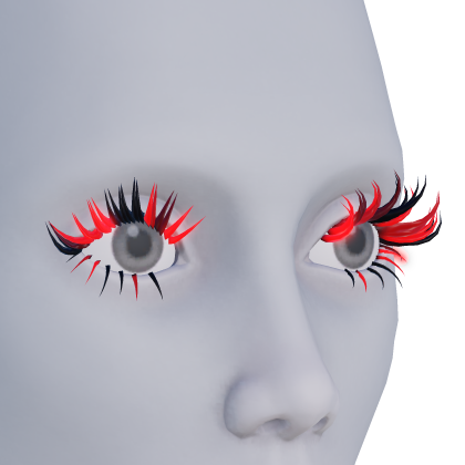 GLOWING Catty Doll Red Streaks Eyelashes Emissive