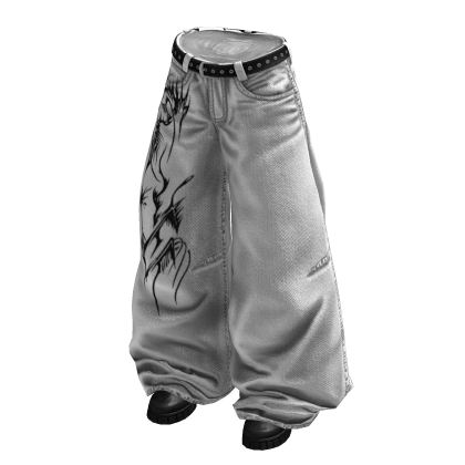 White Y2K Tribal Baggy Jeans
