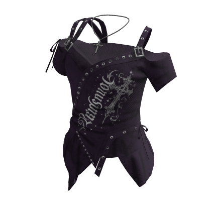 Mall Goth Studded Top w/ Cross Chain (Purple)
