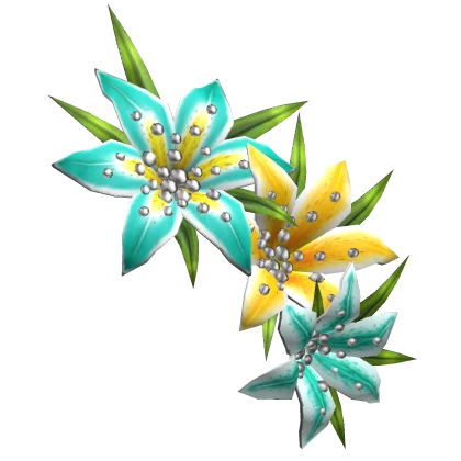 Teal Tropical Hair Liliy Flowers Summer Gyaru Roblox item thumbnail