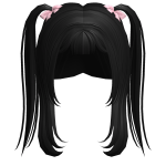 Long Pigtails with Pink Bows