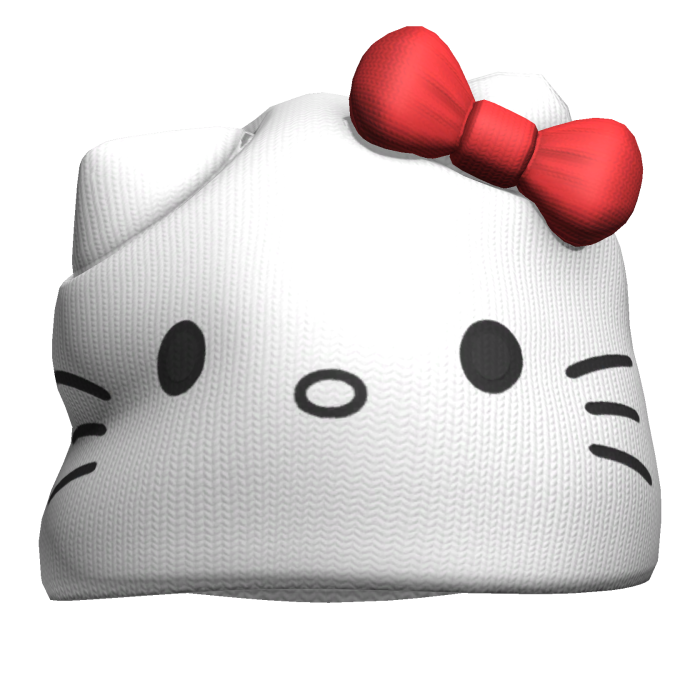 Kawaii kitty india beanie - White /w Red bow