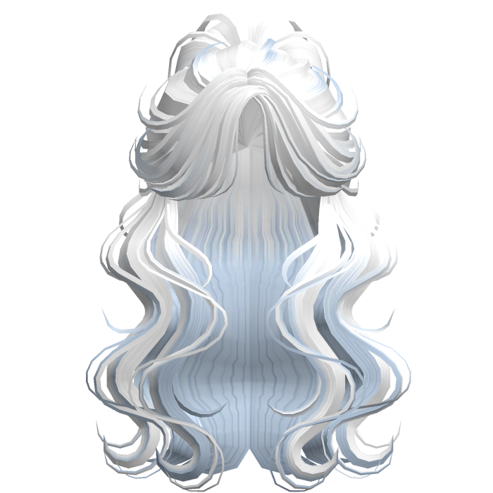 Crimped Wavy Empress Ponytail White&Blue