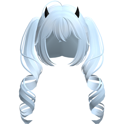 cute anime devil curly light blue pigtails Roblox item