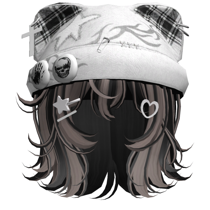 Black&Ash Streetwear Y2K Beanie Girl Hair